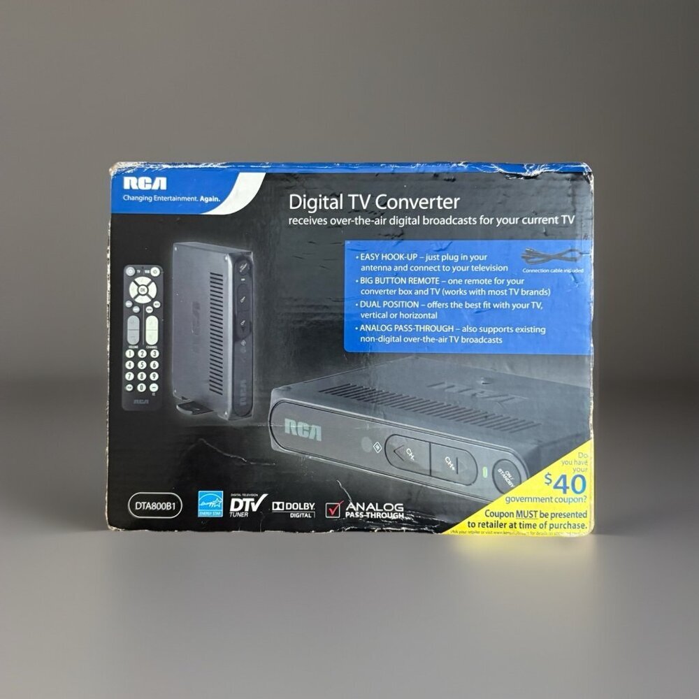 RCA DTA800B1 Digital-to-Analog TV Converter Box - over-the-air to‎ old TV’s